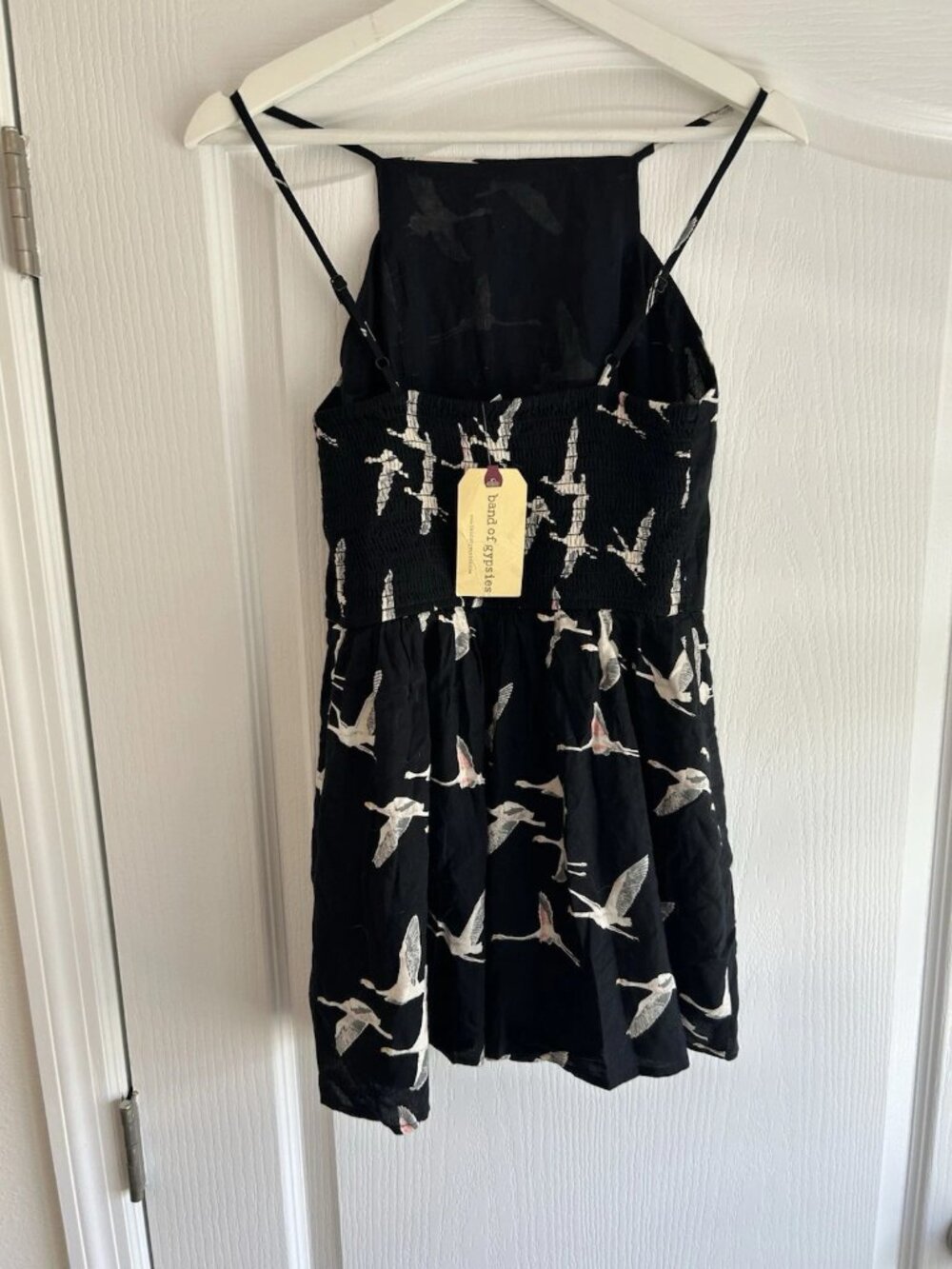 NEW Band of Gypsies Mini Dress Top Women Bird Print Small Boho Vintage Sundress